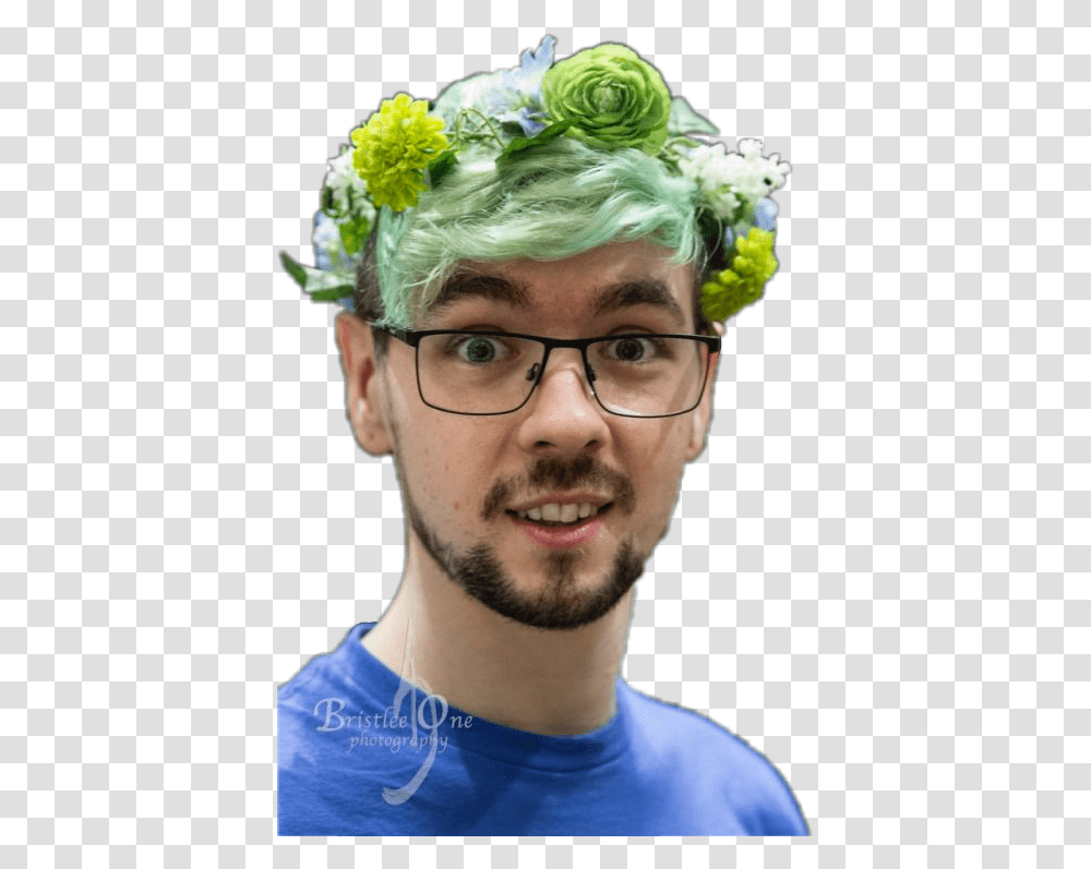 Jacksepticeye Flower Crown Dantdm Wearing A Flower Crown, Person, Glasses, Accessories, Face Transparent Png
