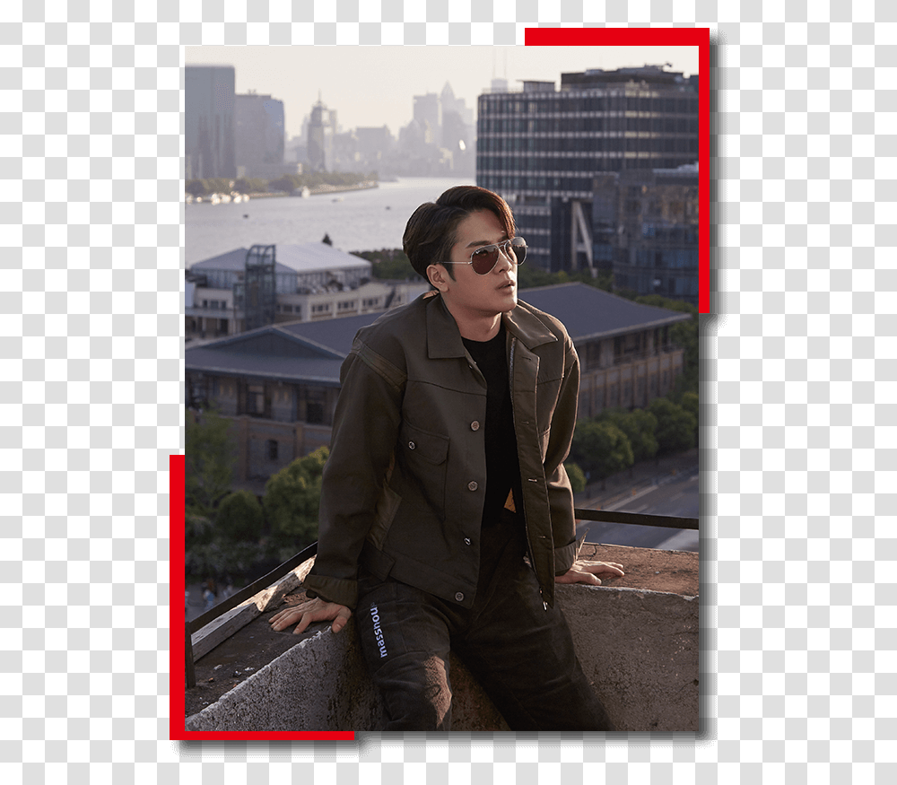 Jackson Wang Ray Ban, Sunglasses, Overcoat, Person Transparent Png