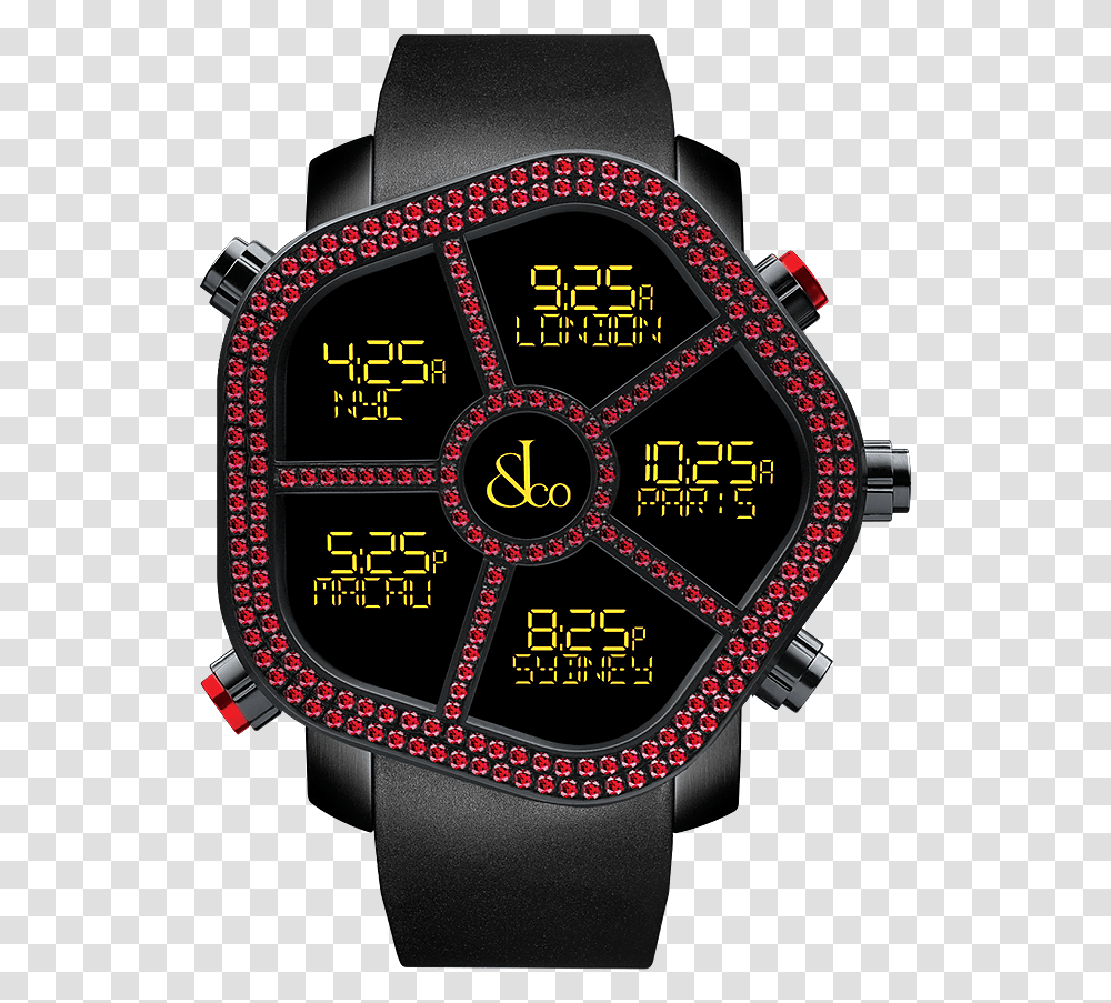 Jacob And Co 5 Time Zone Ghost, Wristwatch, Digital Watch Transparent Png
