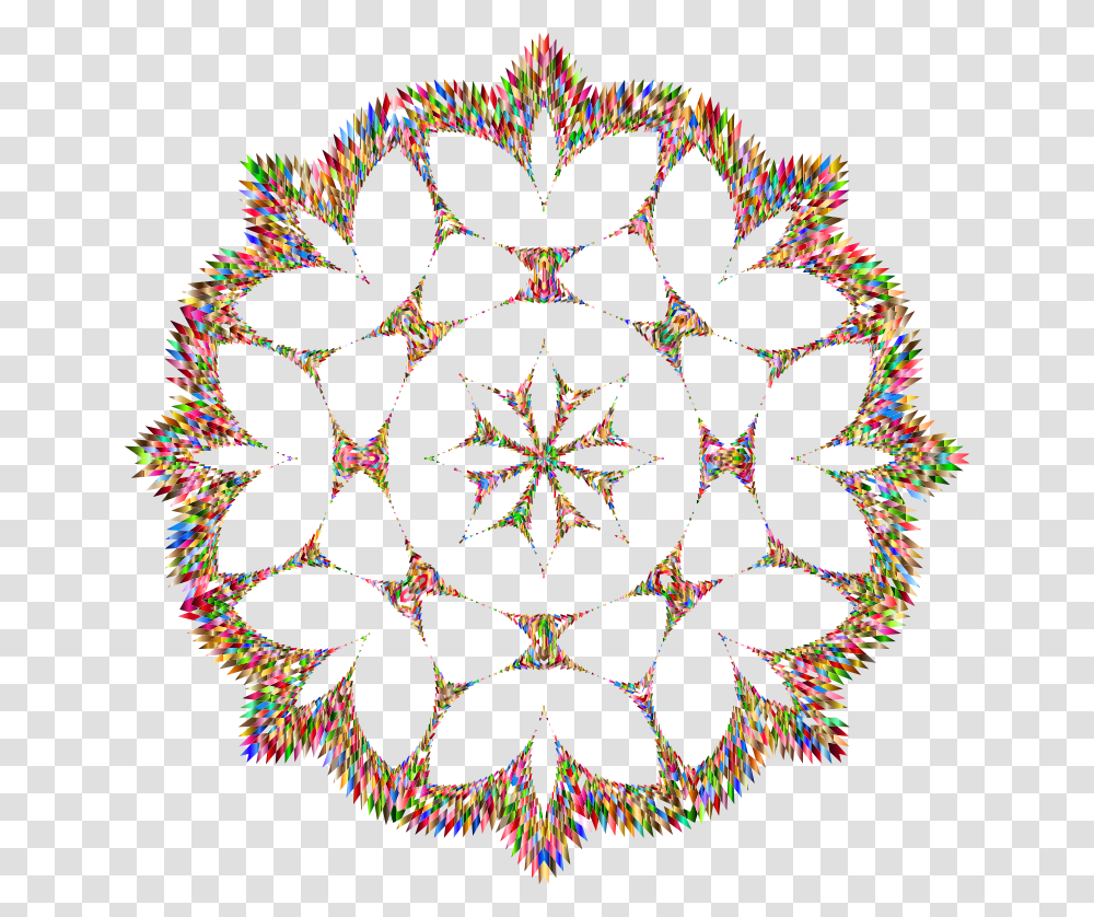 Jagged Chromatic Snowflake No Background White Snowflakes Circle Clear Background, Pattern, Ornament, Rug, Fractal Transparent Png