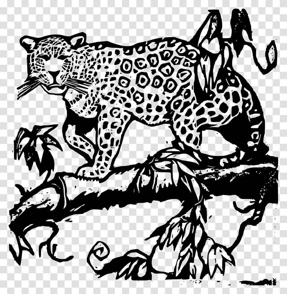 Jaguar Wood Cut Clip Arts Jaguar Animal Clipart Black And White, Gray, World Of Warcraft Transparent Png