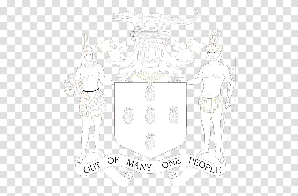 Jamaica Coat Of Arms Jamaican Coat Of Arms Outline, Person, Statue, Sculpture Transparent Png