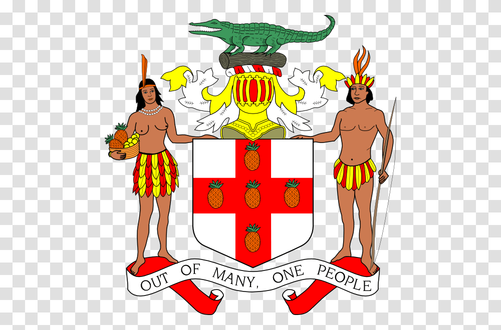 Jamaica Coat Of Arms Svg Clip Arts Coat Of Arms Of Jamaica, Person, Human, Armor, Costume Transparent Png