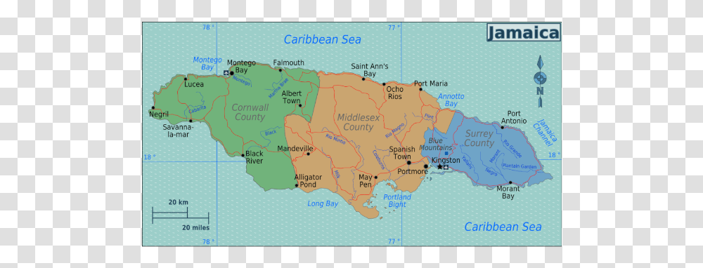 Jamaica Map, Plot, Diagram, Atlas, Vegetation Transparent Png