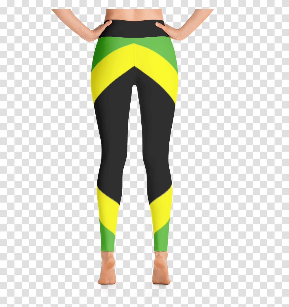 Jamaican Flag Yoga Leggings Tights, Pants, Person, Hand Transparent Png
