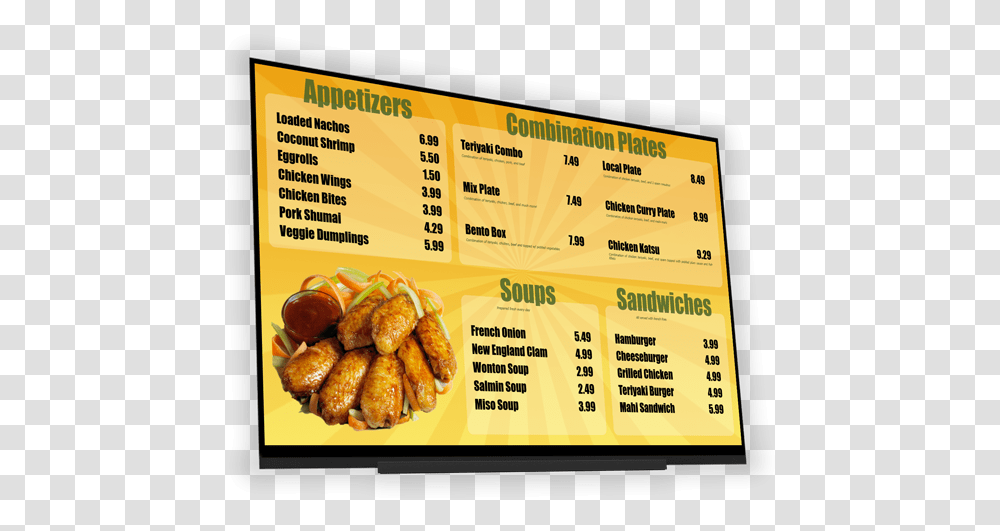 Jamaican Restaurant Digital Menu Board, Fried Chicken, Food Transparent Png