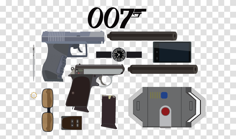 James Bond Icon Set By Student William Lovell Firearm, Weapon, Weaponry, Handgun Transparent Png
