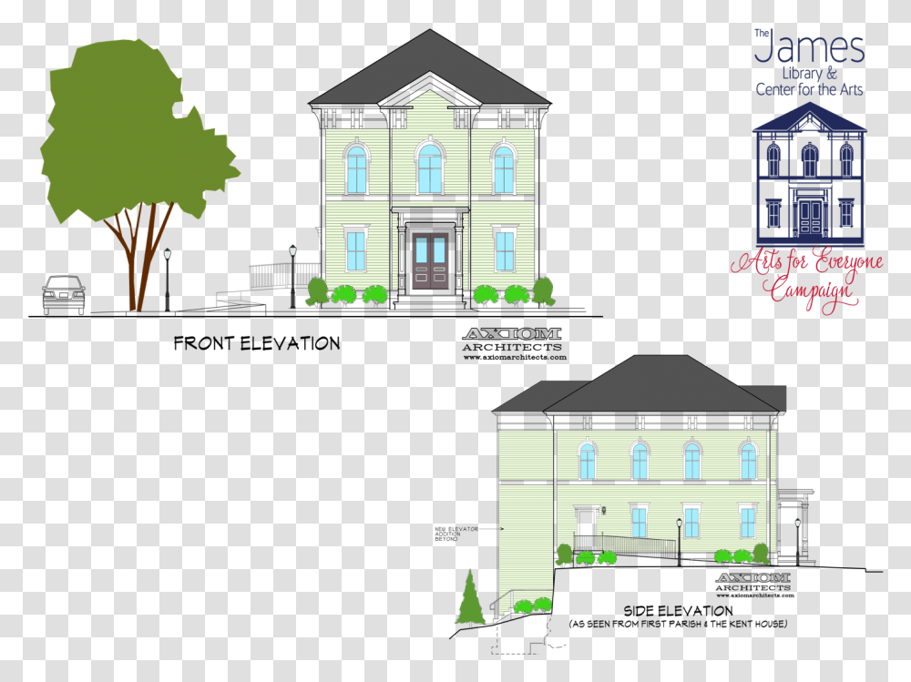 James Front And Side Elevation Tree, Mansion, House, Housing, Building Transparent Png