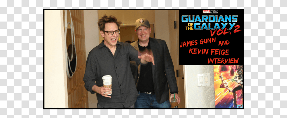 James Gunn And Kevin Feige Guardians Of The Galaxy Led Backlit Lcd Display, Person, Jacket, Coat Transparent Png