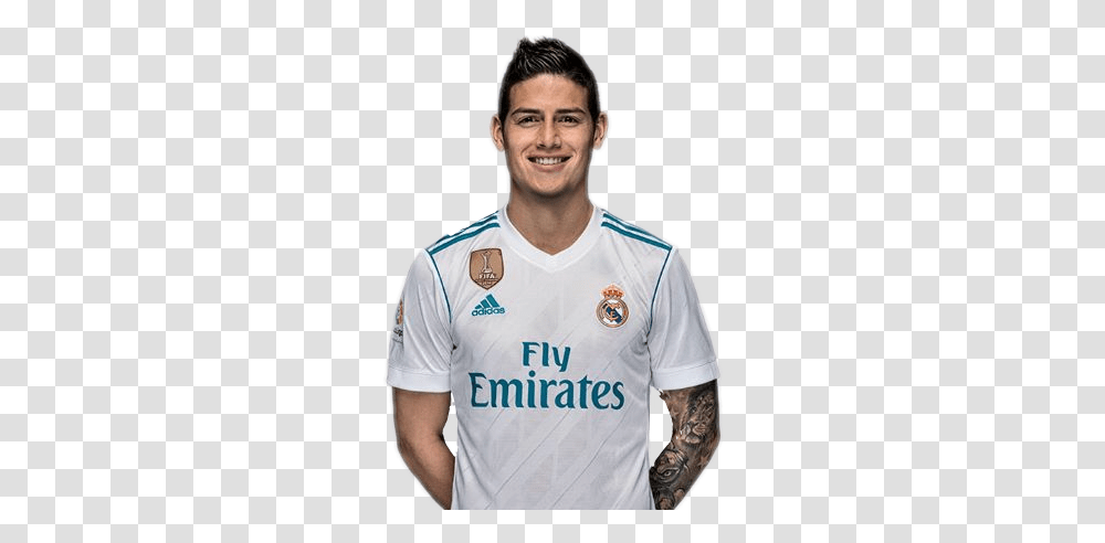 James Realmadrid Futbol Soccer Tattoo Colombia Jersey Real Madrid 2018, Apparel, Shirt, Person Transparent Png