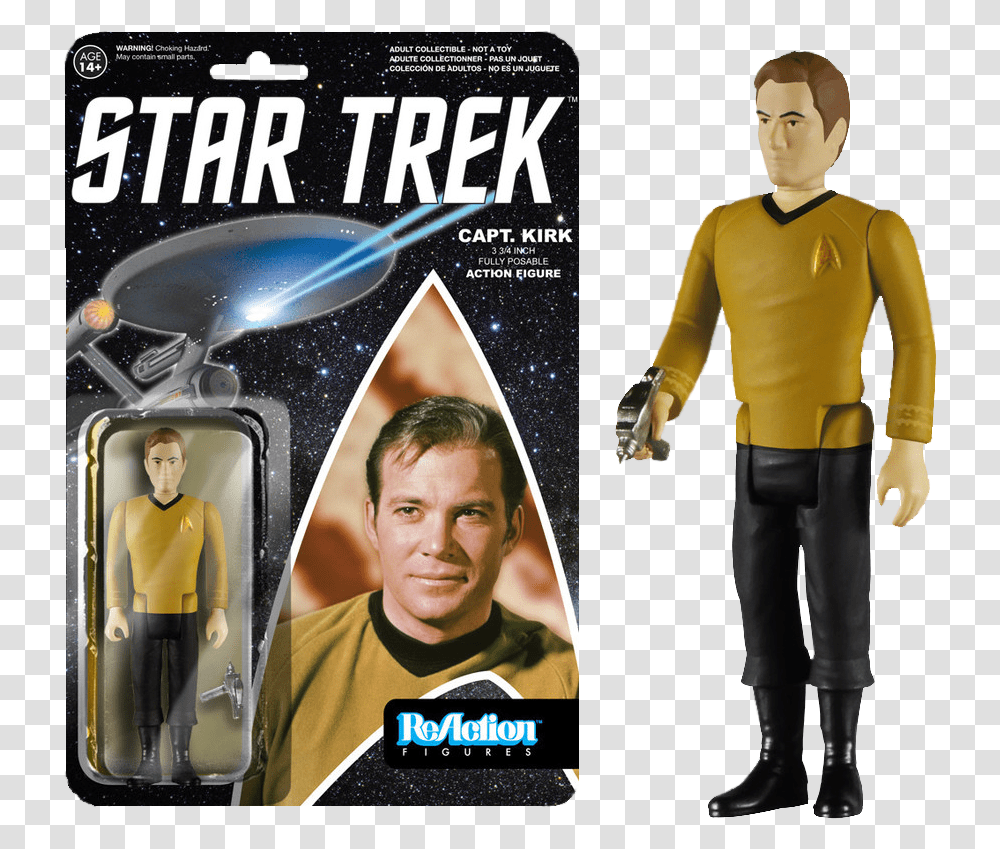 James T Kirk Reaction Figure Star Trek Action Figures 3 3, Person, Human, Sleeve Transparent Png