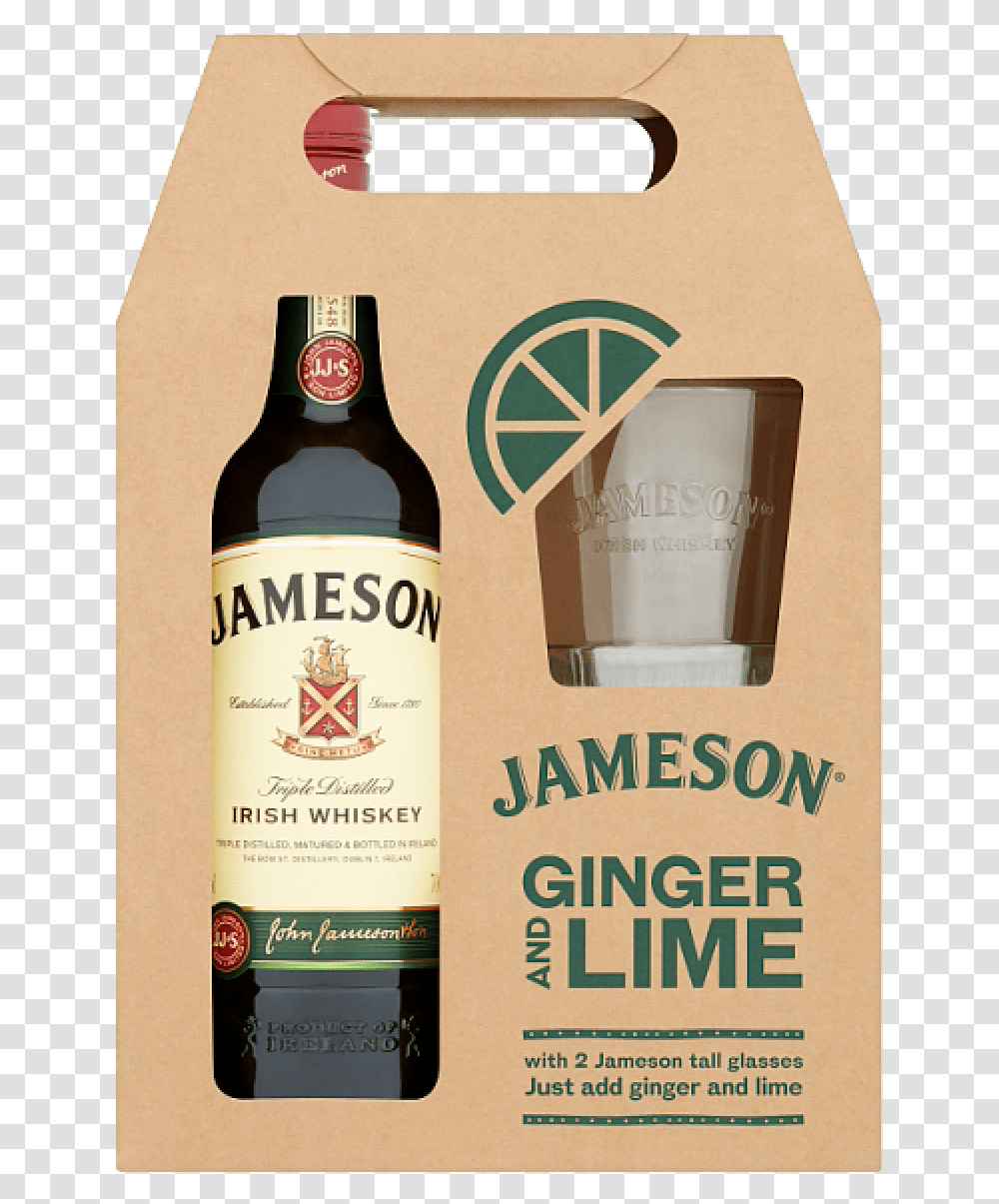 Jameson 70cl 2 Glass Gift Set Alcohol Gift Box Packaging, Beer, Beverage, Drink, Bottle Transparent Png