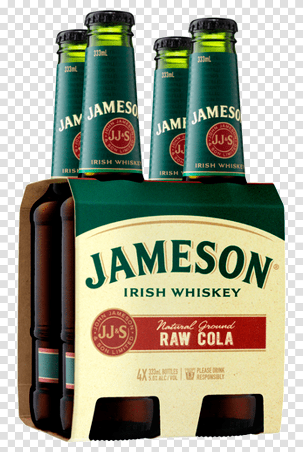Jameson Irish Whiskey Amp Raw Cola 333ml 4 Pack Jamieson And Raw Cola, Alcohol, Beverage, Drink, Liquor Transparent Png