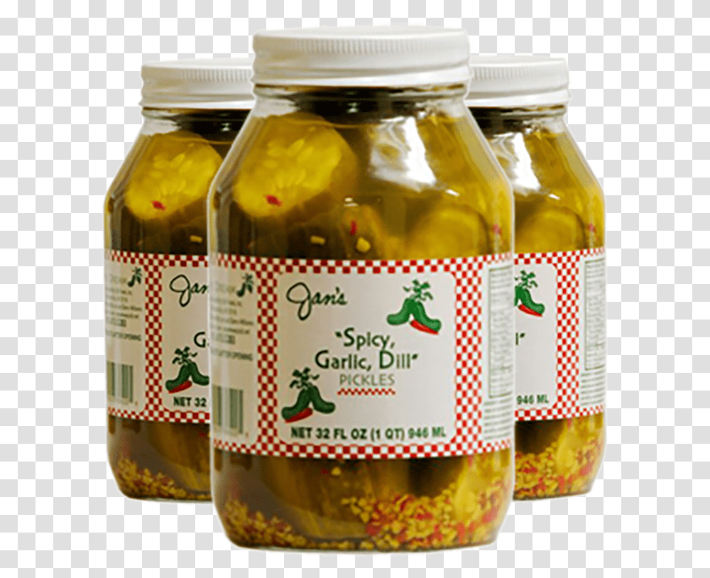 Jan S Spicy Garlic Dills Ben Amp, Relish, Food, Pickle, Jar Transparent Png