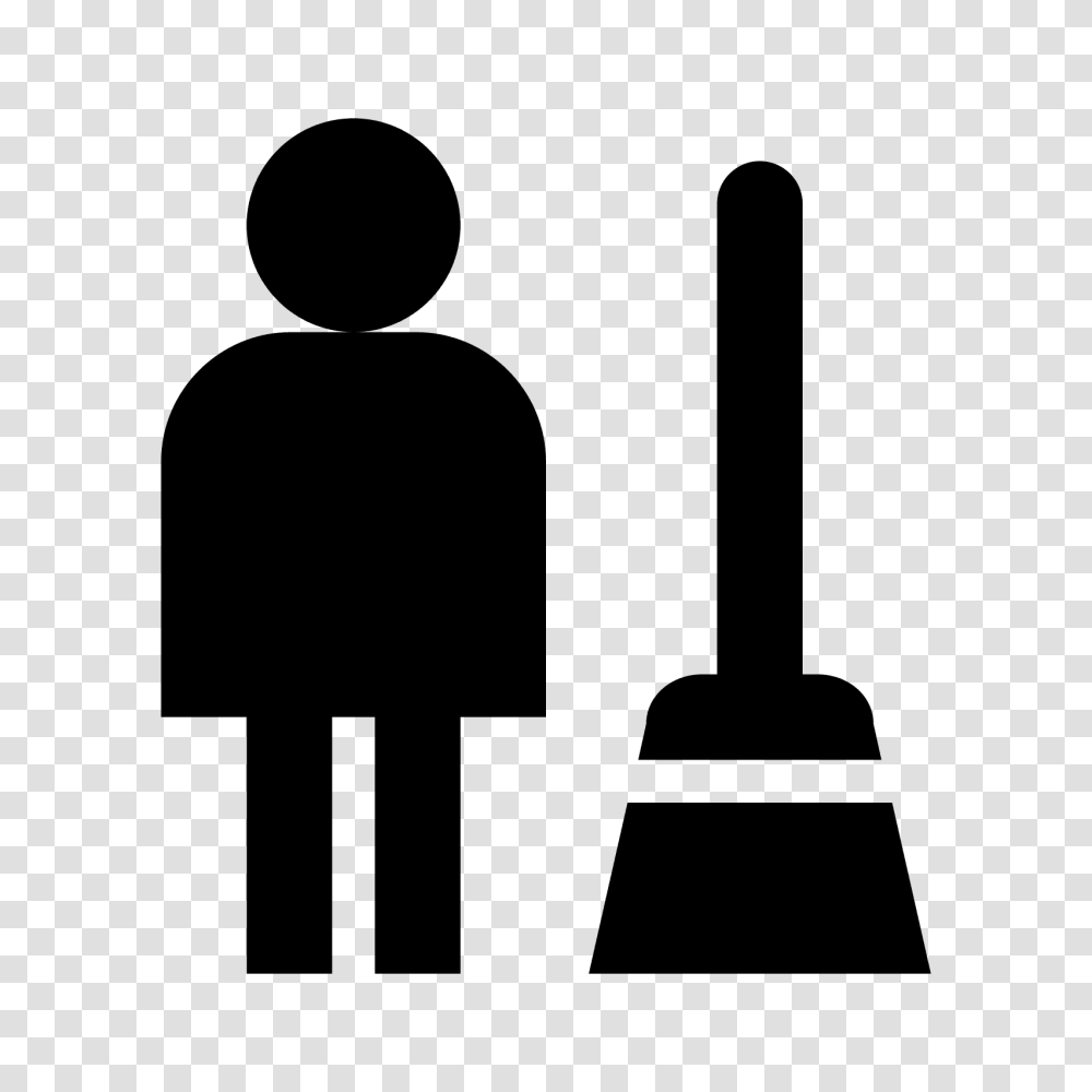 Janitor Black And White Janitor Black And White, Silhouette, Broom Transparent Png