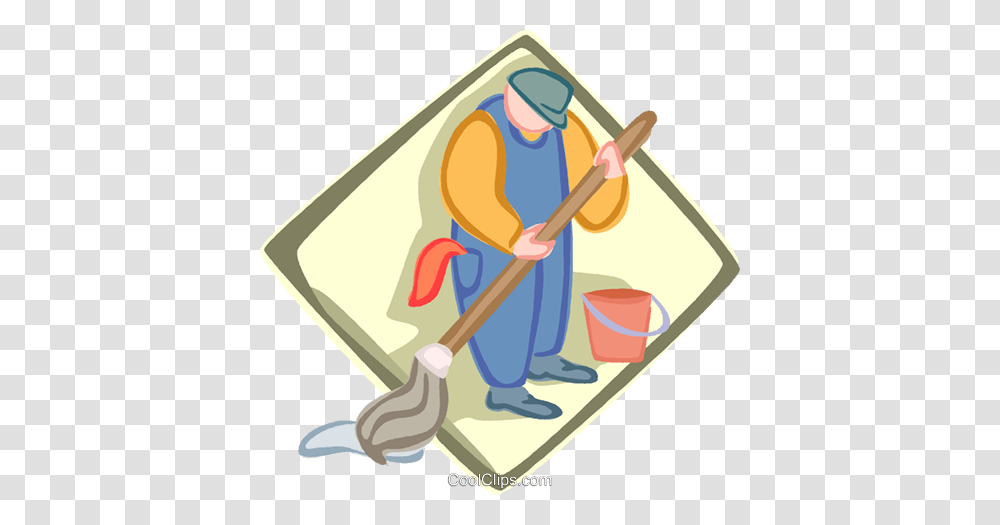 Janitor Custodian Royalty Free Vector Clip Art Illustration, Cleaning, Outdoors, Washing Transparent Png