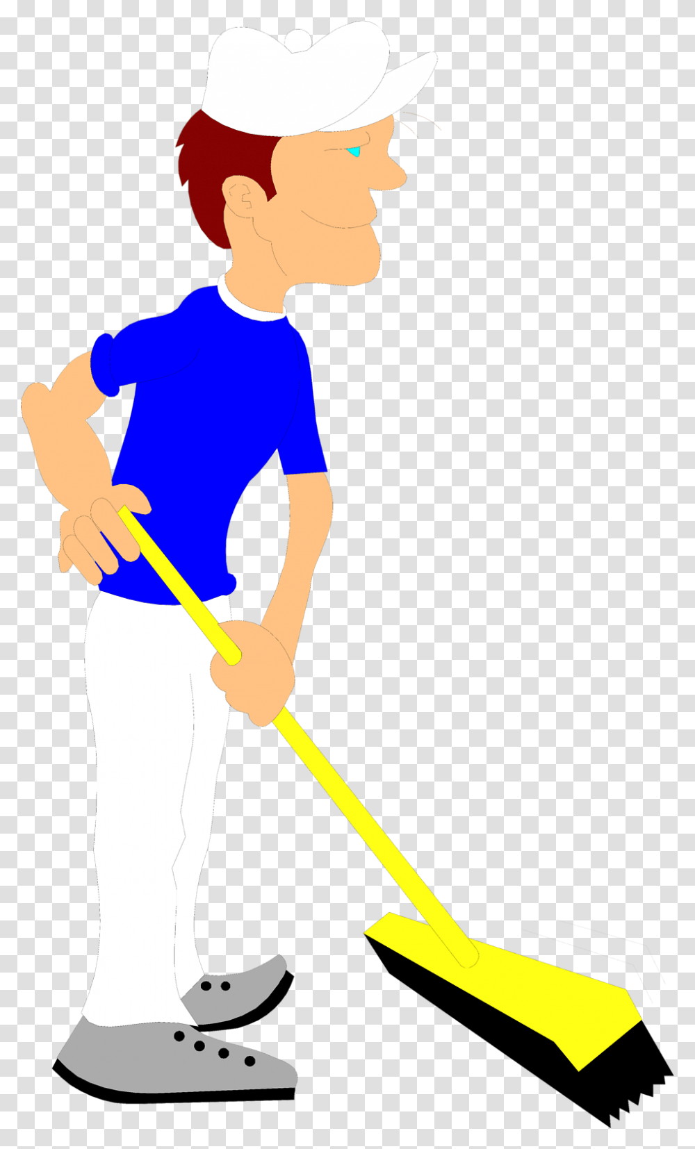 Janitor Free Stock Photo Illustration Of A Janitor Pushing, Person, Human, Cleaning Transparent Png