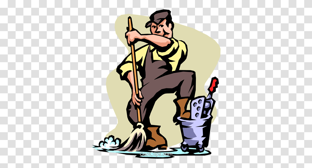 Janitor Royalty Free Vector Clip Art Illustration, Person, Human, Cleaning, Outdoors Transparent Png
