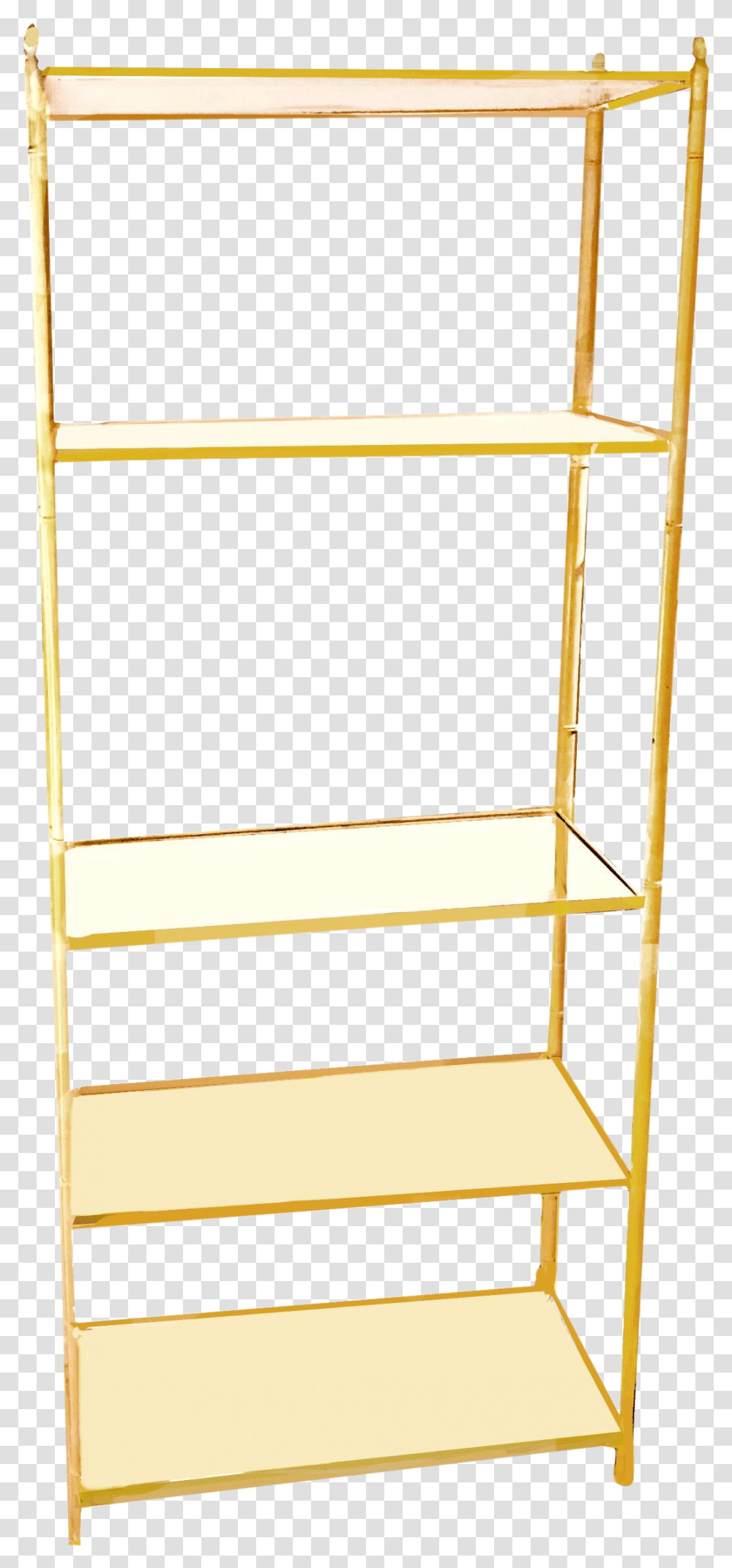 Jansen Style Yellow Painted Metal Framed 5 Tier Etagere Shelf, Furniture, Wood, Stand, Shop Transparent Png