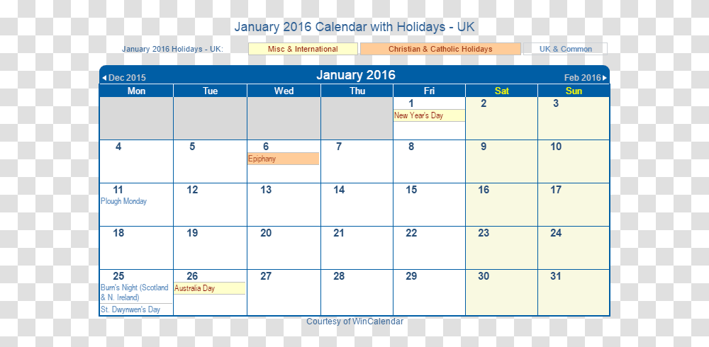 January 2016 Calendar With Uk Holidays January 2021 Calendar With Holidays Transparent Png