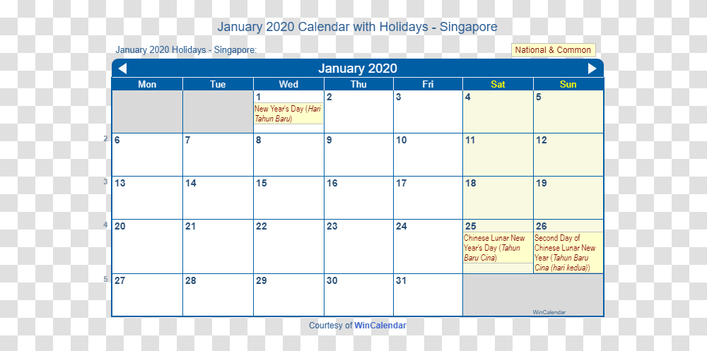 January 2020 Calendar With Singapore Holidays Feriado De Noviembre 2019 Transparent Png