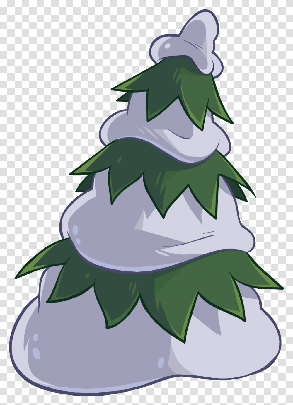 January Clipart Snowtree Free Club Penguin Tree, Plant, Green, Flower, Animal Transparent Png