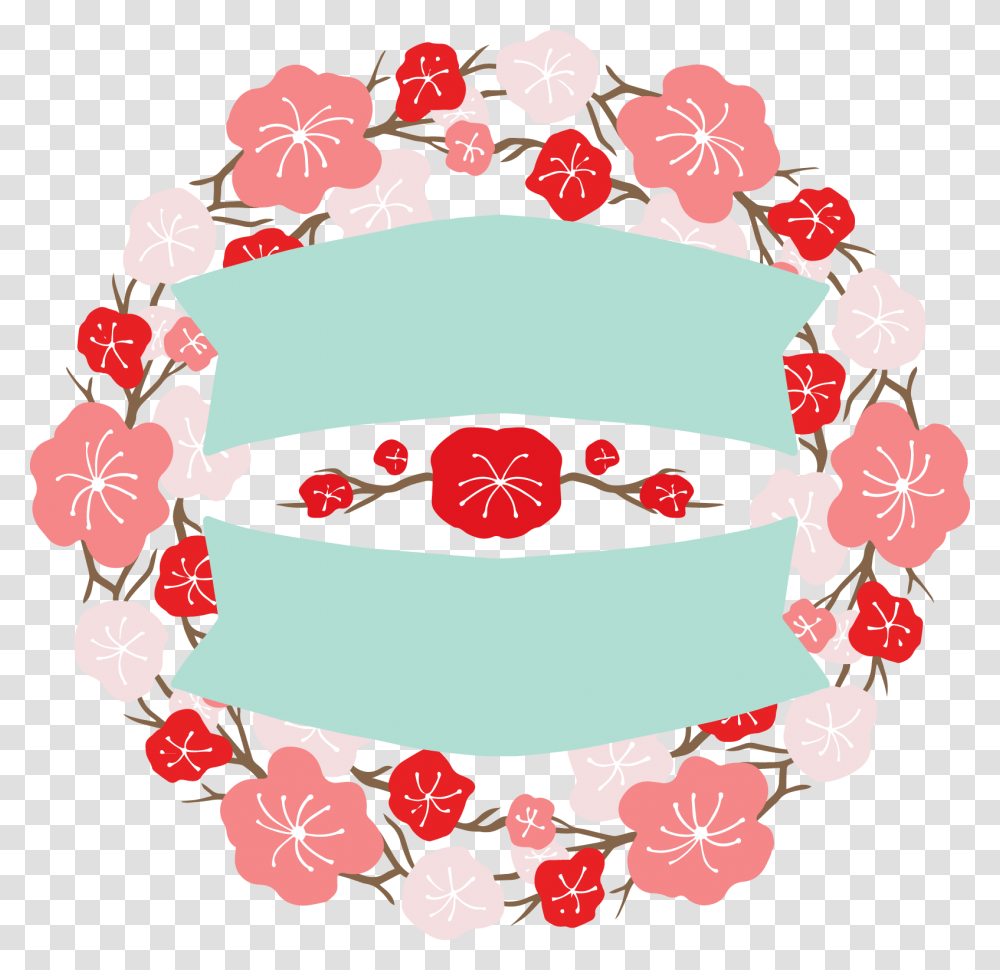 Japan Design Flower Banner Labels Round Two, Accessories, Accessory, Jewelry, Plant Transparent Png