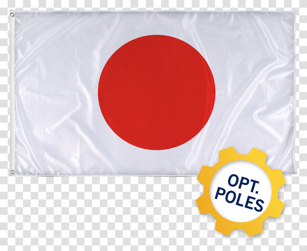 Japan Flag W Optional Flagpole Circle, Text, Label, Symbol, Cushion Transparent Png