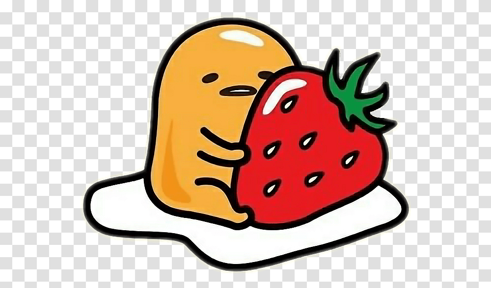 Japanese Character Gudetama Lazy Egg Sticker Rapmonster, Plant, Strawberry, Fruit, Food Transparent Png