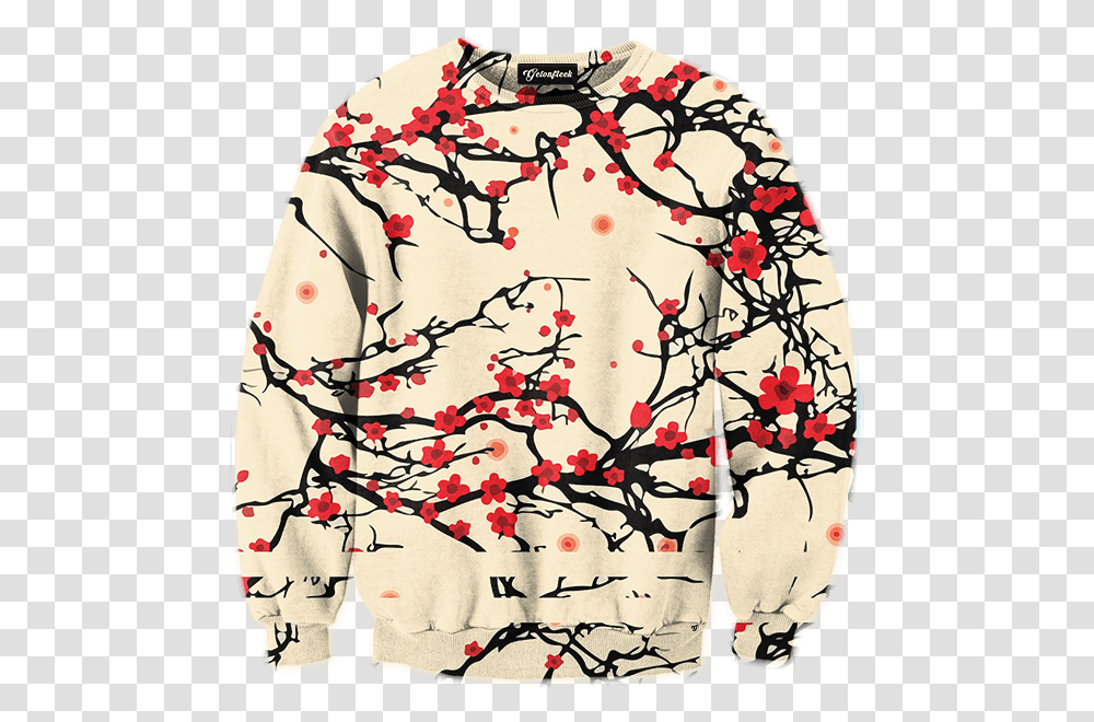 Japanese Cherry Blossom Pattern Download Japanese Cherry Blossom Hoodie, Long Sleeve, Sweatshirt, Sweater Transparent Png