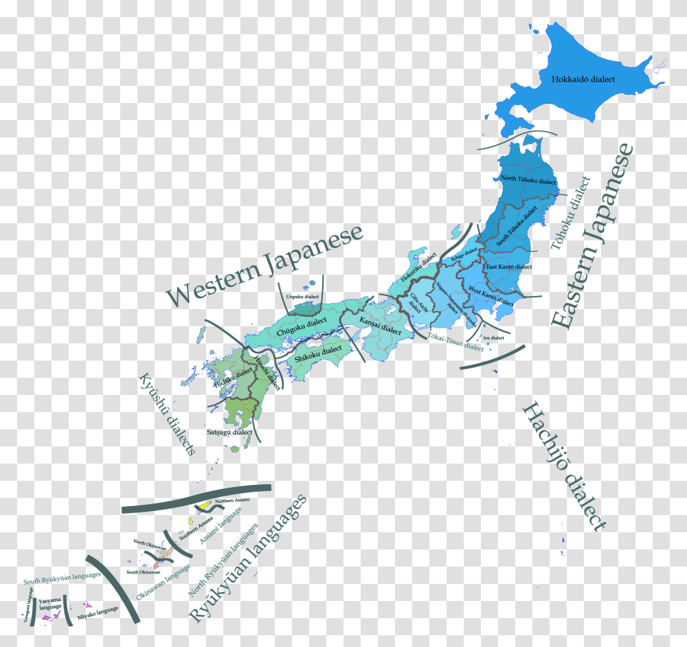 Japanese Dialects En Population Map Of Japan, Plot, Diagram, Atlas, Water Transparent Png