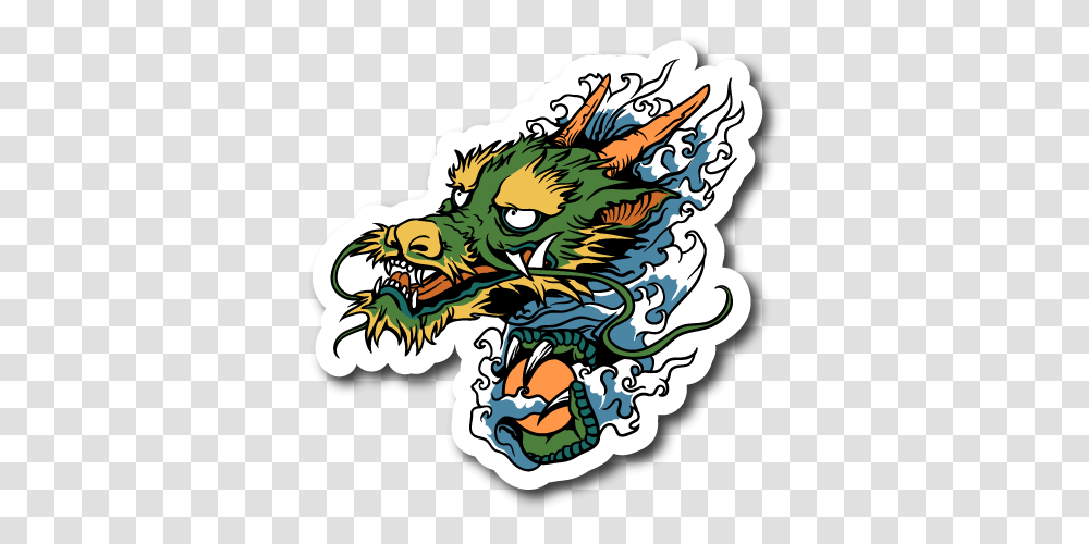 Japanese Dragon Sticker, Tiger, Doodle, Drawing Transparent Png