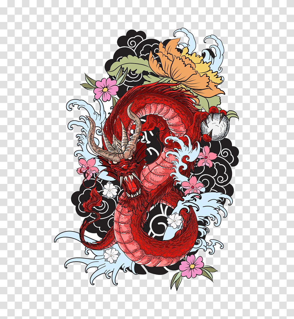 Japanese Dragon Tattoo, Floral Design, Pattern Transparent Png