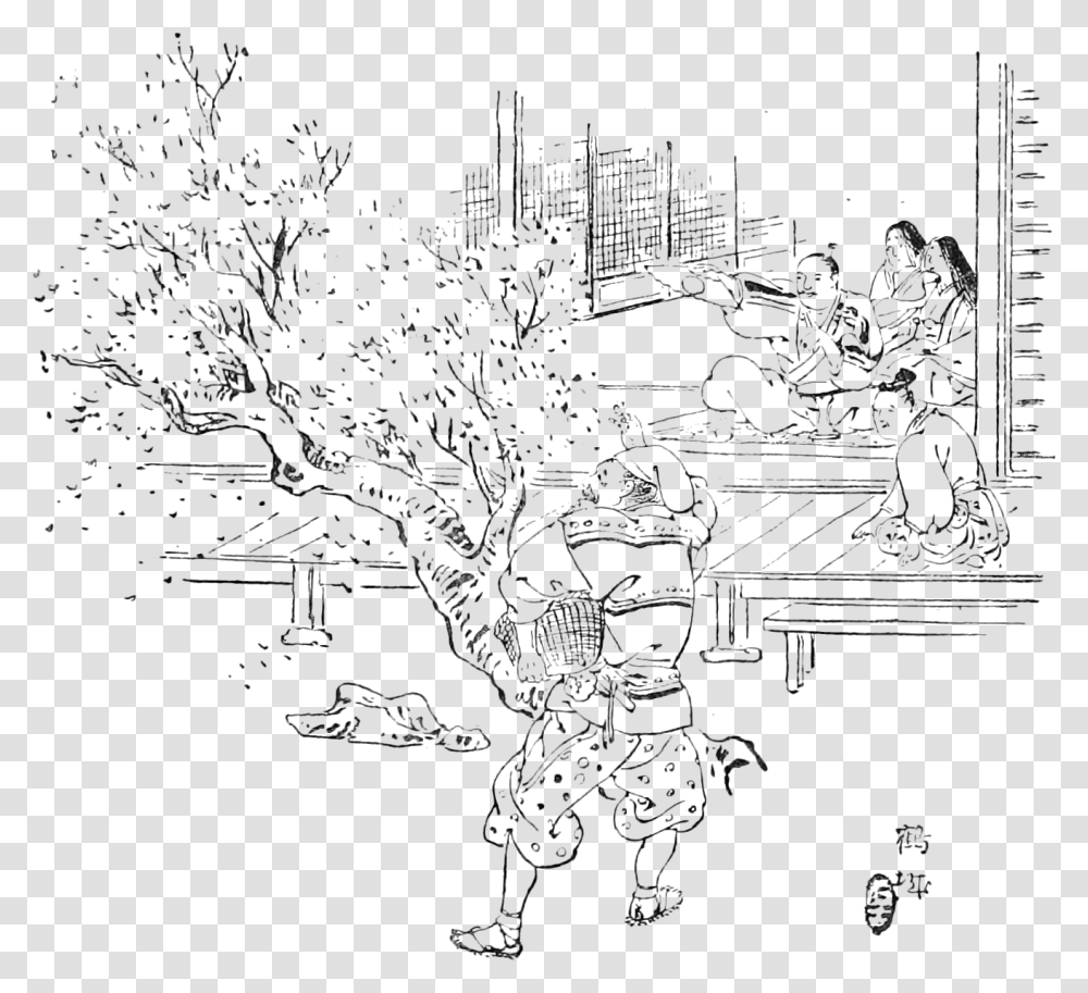 Japanese Fairy Book Man Who Made Withered Trees Blossom, Person, Drawing, Sketch Transparent Png
