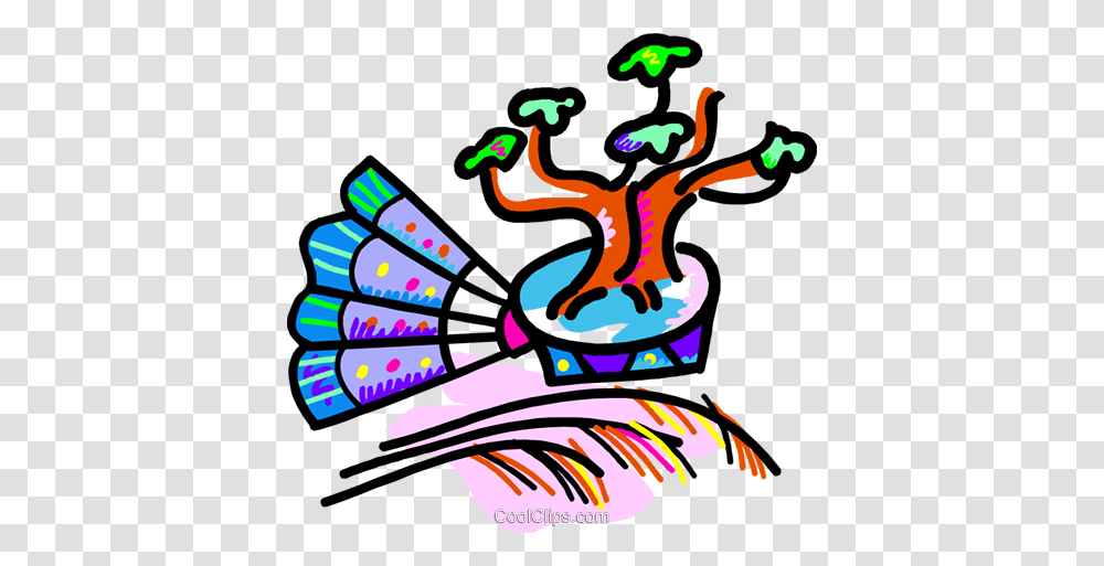 Japanese Fan And Bonsai Tree Royalty Free Vector Clip Art, Bird, Animal, Crowd Transparent Png