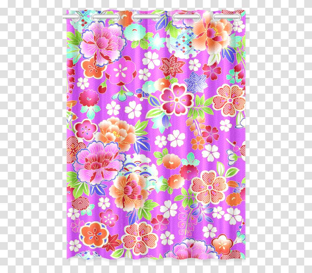 Japanese Floral Kimono Pattern New Window Curtain, Rug, Floral Design Transparent Png