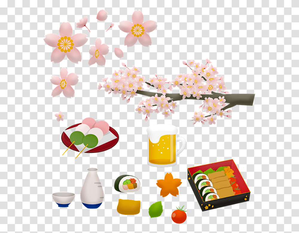 Japanese Food Sushi Beer Sake Mochi Sakura, Paper, Confetti, Popcorn, Snack Transparent Png