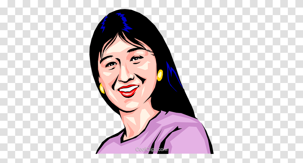 Japanese Girl Royalty Free Vector Clip Art Illustration, Smile, Face, Person, Human Transparent Png
