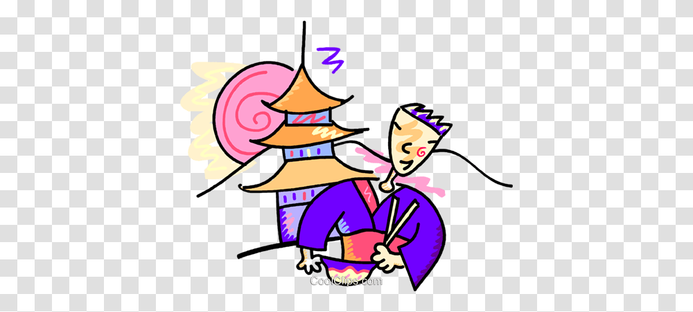 Japanese Man Eating In Front Of A Temple Royalty Free Vector Clip, Performer, Crowd, Doodle, Drawing Transparent Png