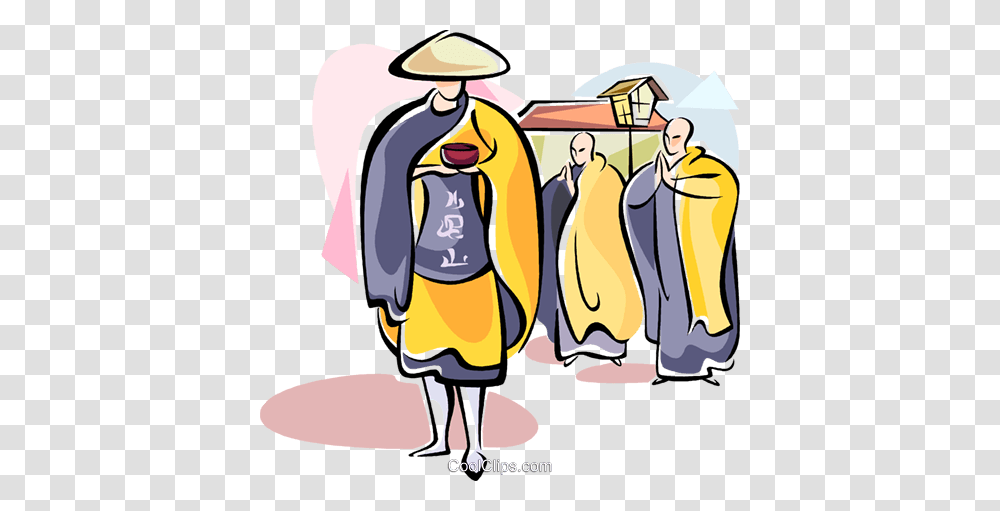 Japanese Monks Royalty Free Vector Clip Art Illustration, Penguin, Drawing, Book Transparent Png