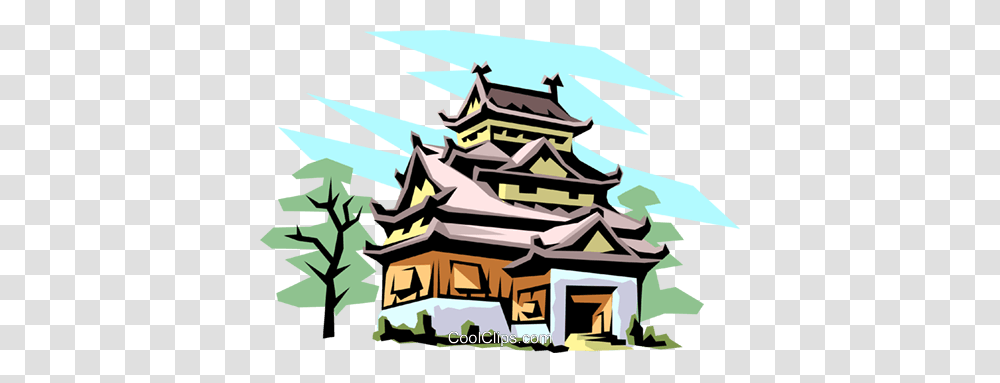 Japanese Pagoda Royalty Free Vector Clip Art Illustration, Architecture, Building, Monastery, Housing Transparent Png