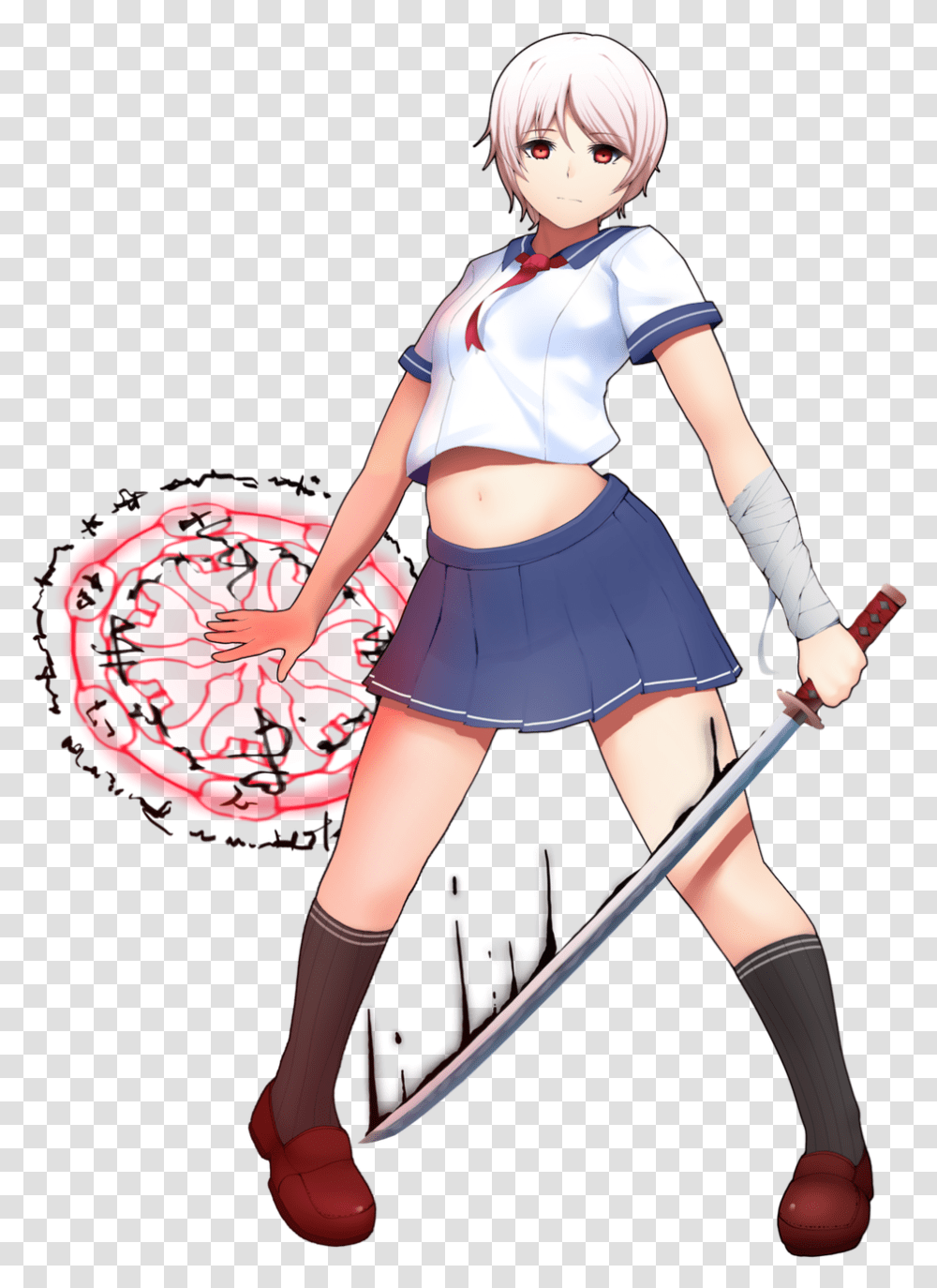 Japanese School Girl With Sword Moe, Apparel, Costume, Female Transparent Png