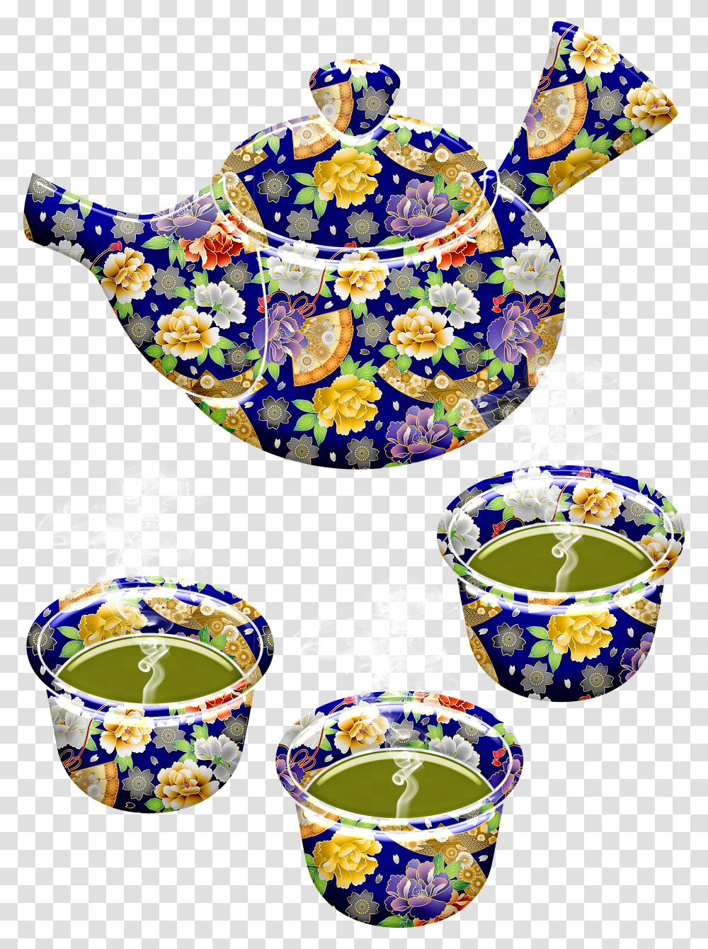 Japanese Tea Set Japanese Pattern Tea Set Tea Free Teapot, Pottery, Porcelain, Helmet Transparent Png