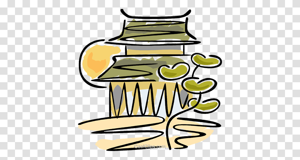 Japanese Temple Royalty Free Vector Clip Art Illustration, Cutlery, Label Transparent Png