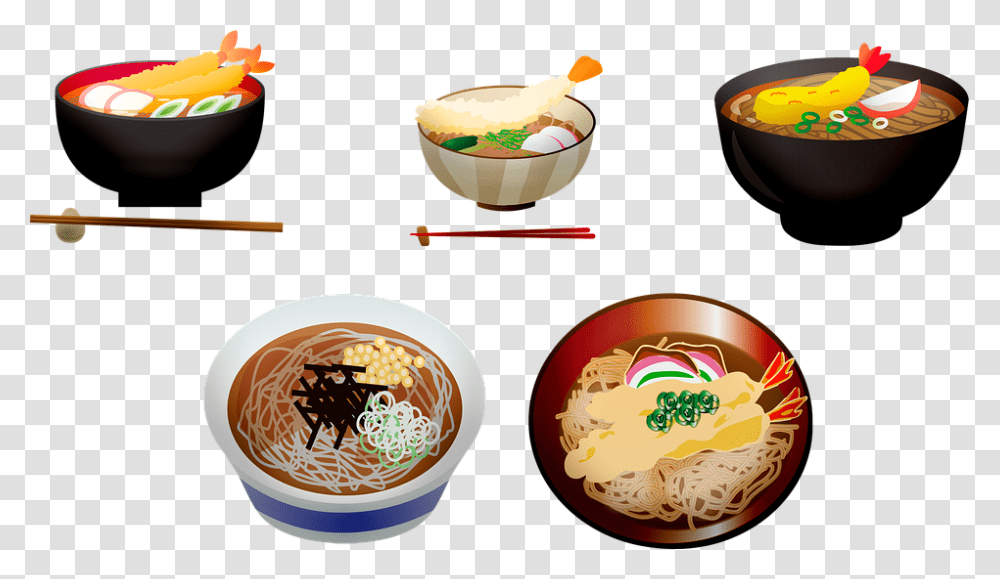 Japanese Tempura Soup Food Japan Tempura Seafood Lamian, Bowl, Dish, Meal, Soup Bowl Transparent Png
