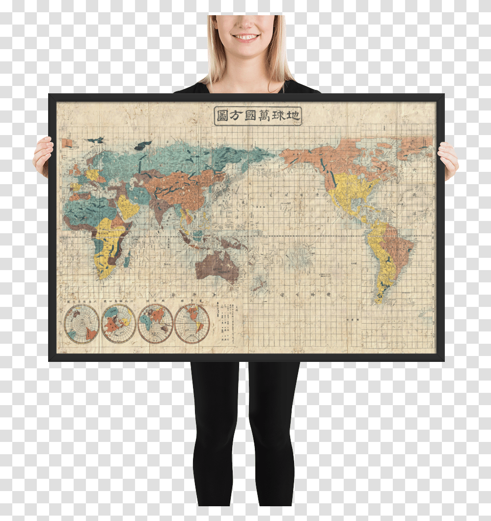 Japanese World Map Poster, Diagram, Person, Human, Atlas Transparent Png