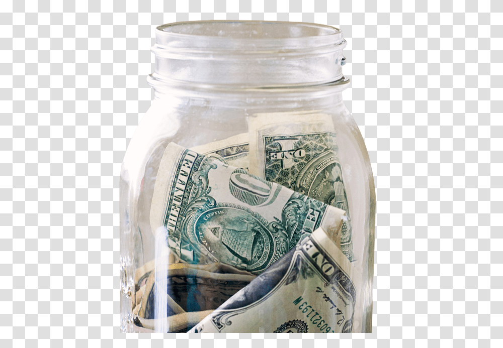 Jar Savings Mason Jar With Money, Dollar, Tattoo, Skin, Milk Transparent Png
