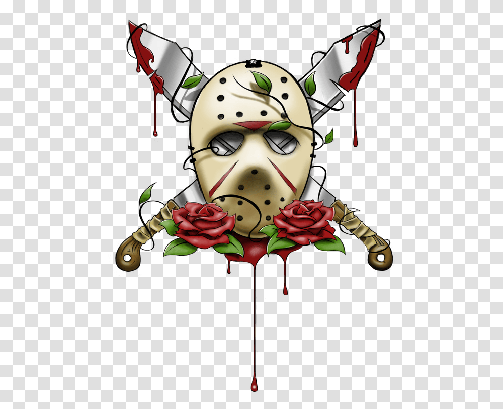 Jason Friday The 13th Tattoo, Face, Person, Rose, Plant Transparent Png