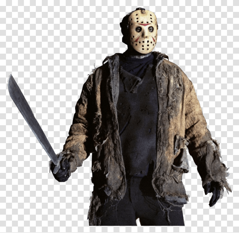 Jason Jasonvoorhees Fridaythe13th Mask Machete Jason Friday The 13th, Long Sleeve, Person, Overcoat Transparent Png
