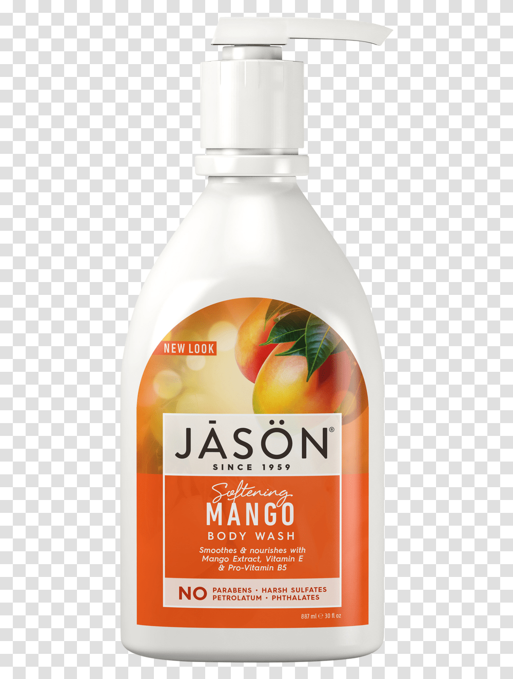 Jason Softening Mango Amp Papaya Pure Natural Body Wash Jason Body Wash, Bottle, Plant, Food, Shaker Transparent Png